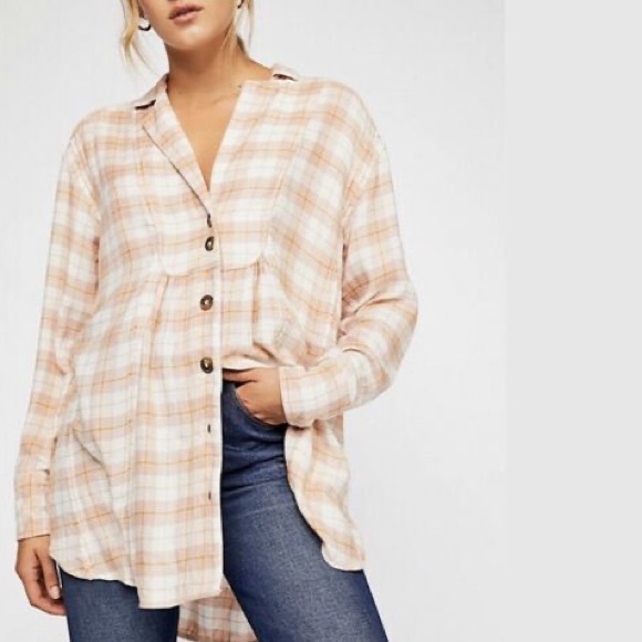 Free People Tops - FREE PEOPLE All About The Feels Plaid Buttondown (OB889606)
